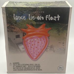Sunnylife Luxe Lie-On Float Strawberry Inflatable Pool Lake Raft New